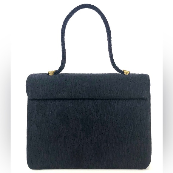 Crown Lewis Vintage Black Jacquard Evening Bag Top Handle Handbag - Picture 5 of 12